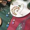 Christmas Theme Glass Beads & Brass Moon Hanging Ornaments HJEW-TA00261-2