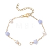 Natuarl & Synthetic Mixed Gemstone Star & Natural Freshwater Pearl Rice & Brass Link Chain Bracelet Making AJEW-JB01456-2