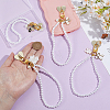 4Pcs Bowknot Alloy & Resin Imitation Pearl Pendant Decorations HJEW-PH02435-3
