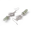 Natural Green Aventurine Bullet with Sun Dangle Earrings EJEW-I276-01P-16-4