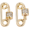 Brass Micro Pave Clear Cubic Zirconia Screw Carabiner Lock Charms KK-BC0004-62-1