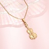 304 Stainless Steel Violin Pendant Cable Chain Necklaces for Men Women NJEW-K308-11G-1