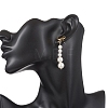 Shell Pearl Bowknot with Round Tassel Stud Earrings EJEW-JE06849-4