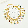 Bohemian Brass Round Coin Evil Eye Tassel 2-Strand Anklets for Women BL2252-4