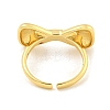 Brass Bowknot Open Cuff Ring for Women RJEW-M173-05G-3