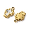 304 Stainless Steel Pave Natural White Shell Cross Charms STAS-S163-26G-2