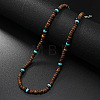 Retro Men's Coconut & Synthetic Turquoise Heishi Beaded Necklaces OX2630-3-1