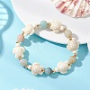 Dyed Synthetic Turquoise & Natural Flower Amazonite Beads Stretch Bracelets for Women Men BJEW-JB13459-1