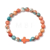 Dyed Synthetic Ocean White Jade & Turquoise Beaded Stretch Bracelets for Men Women BJEW-JB12372-03-2