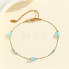 304 Stainless Steel with Glass Column Bead Anklets FS-WGCFE90-05-1