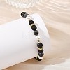 3Pcs 3 Styles Natural Lava Rock & Larvikite & Shell Pearl Beaded Stretch Bracelets for Kids BJEW-JB14097-2