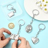 4Pcs 304 Stainless Steel Locket Pendant Keychains KEYC-YW00268-5