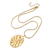 304 Stainless Steel Textured Oval Pendant Necklaces for Women NJEW-C117-01B-G-4