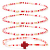 4Pcs Vintage Cylinder Seed Beads &  Brass Beaded Bracelet Sets VC6317-4-1