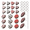 16Pcs 8 Style Baseball & Oval with Rugby & Heart Wood Stud Earring Findings WOOD-TA0001-95-10