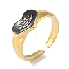 Ion Plating(IP) 304 Stainless Steel Enamel Heart with Eye Cuff Finger Rings RJEW-L107-062G-02-1