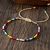 Adjustable Rainbow Glass Seed Beads Braided Bracelets for Women CA5956-1