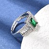 Brass Micro Pave Clear Cubic Zirconia Cuff Open Rings CU-CBA5C10-14P-2