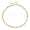 Special-interest Brass Pave Cubic Zirconia Rectangle Link Chain Necklaces for Women FS-WG3A151-01-5