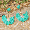 Alloy Raffia Fan Dangle Stud Earrings FS-WGB8543-05-1