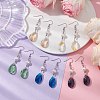 Glass and Shell Pearl Dangle Earrings EJEW-JE06020-2