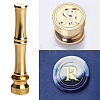 Golden Tone Brass Wax Seal Stamp Head with Bamboo Stick Shaped Handle STAM-K001-05G-R-1