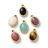 Natural Mixed Gemstone Oval Charms STAS-Z099-14G-1