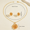 Vintage Brass Flower Stud Earrings & Pendant Necklaces Sets for Women BJ1568-5