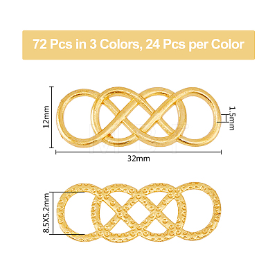 72Pcs 3 Colors Zinc Alloy Connector Charms FIND-DC0003-69-1
