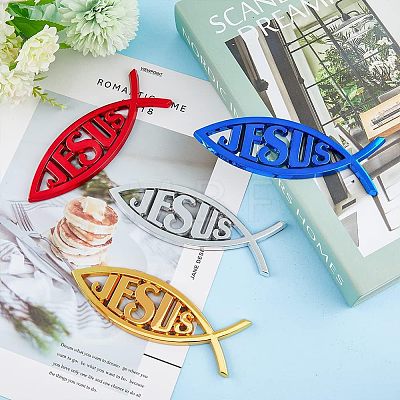 4Pcs 4 Colors ABS Plastic Car Stickers AJEW-FH0003-02-1