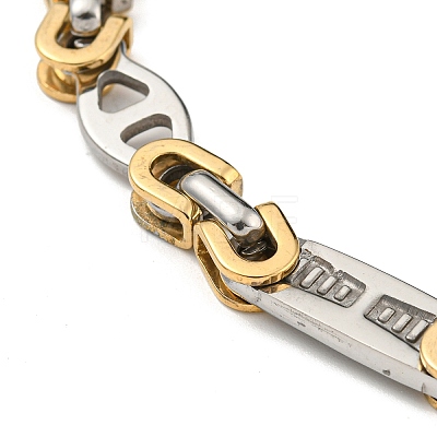 Two Tone 304 Stainless Steel Oval & Rectangle Link Chain Bracelet BJEW-B078-11GP-1