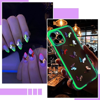 40Pcs 8 Styles Luminous Resin Butterfly with Flower Cabochons CRES-TA0001-98-1