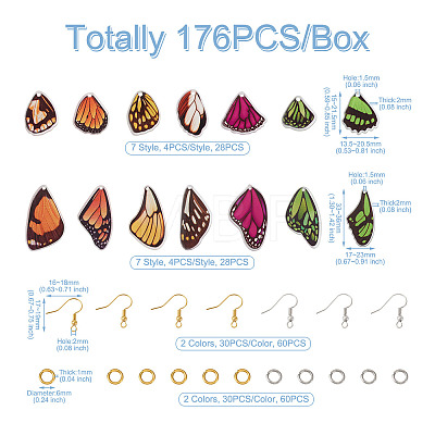 Kissitty DIY Butterfly Drop Earring Making Kit DIY-KS0001-33-1