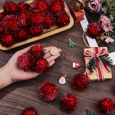 32Pcs Faux Fur Soft Sequins Pompom Ball DIY-SC0033-96C-1