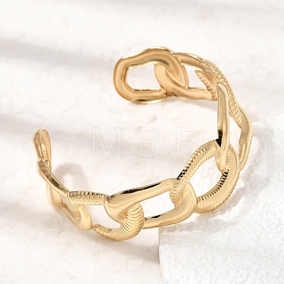 Boho 304 Stainless Steel Twisted Link Cuff Bangles SA-CBA1E89-01D-G-1