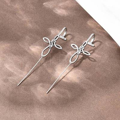 Viking Knot 316 Stainless Steel Ear Wrap Crawler Hook Earrings AJEW-C044-19AS-1