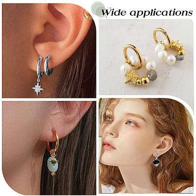 12Pairs 2 Colors 304 Stainless Steel Huggie Hoop Earrings EJEW-SC0001-96-1