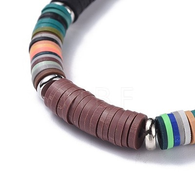 Polymer Clay Heishi Beads Beads Stretch Bracelets BJEW-JB04447-01-1
