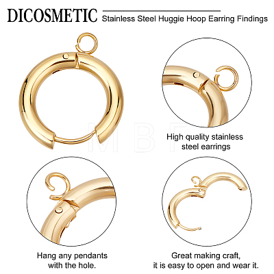 DICOSMETIC 12Pcs 2 Colors 201 Stainless Steel Huggie Hoop Earring Findings STAS-DC0015-45-1