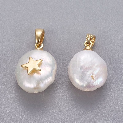 Natural Cultured Freshwater Pearl Pendants KK-L187-09G-1