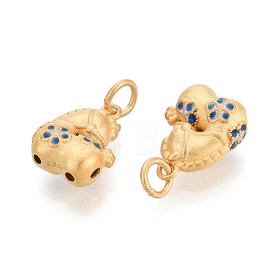 925 Sterling Silver Dodger Blue Enamel Horse Charms STER-T008-67G-1