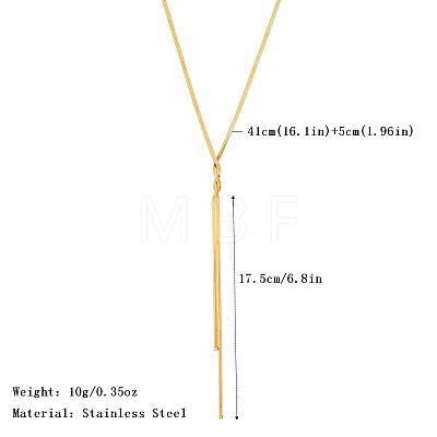 304 Stainless Steel Y-Shaped Snake Chain Lariat Necklaces for Women FZ8531-1