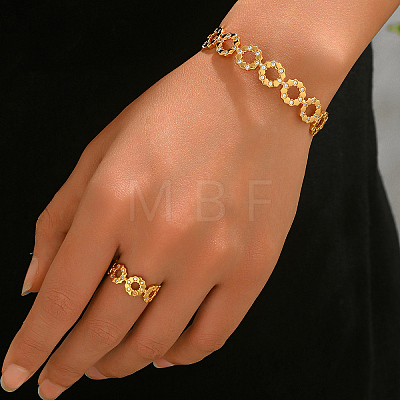 Elegant Brass Micro Pave Clear Cubic Zirconia Hollow Open Bangle & Ring Set for Women DL4385-1