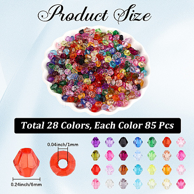 2380Pcs 28 Colors Transparent Acrylic Beads TACR-PA0001-34B-1