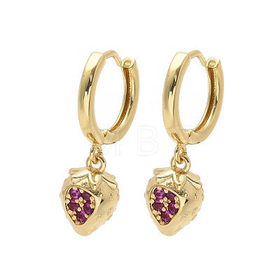 Brass Cubic Zirconia Hoop Earrings EJEW-Q015-01G-E-1