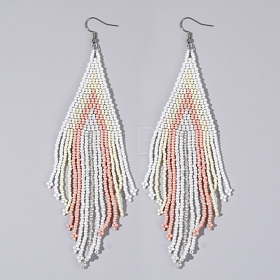 Handmade Glass Seed Beads Tassel Dangle Earrings LS-EN2812-9-1