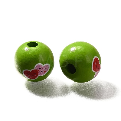 Valentine's Day Element Printed Wood Beads WOOD-R002-01-11-1