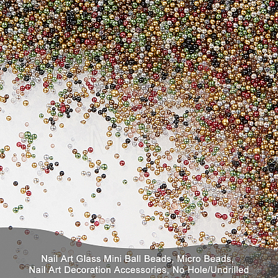 Olycraft 200G 10 Colors Nail Art Glass Mini Ball Beads SEED-OC0001-06-1