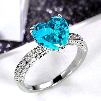 Brass Micro Pave Cubic Zirconia Finger Rings for Women FS-WGC99AF-17-1