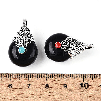 Tibetan Style Resin Pendants RESI-T022-16K-1